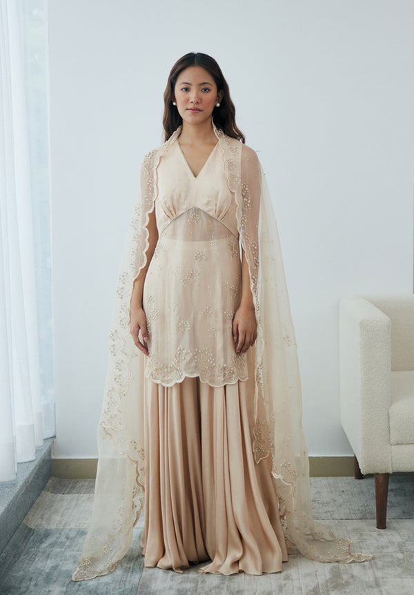 Pearled Sand Sharara Set