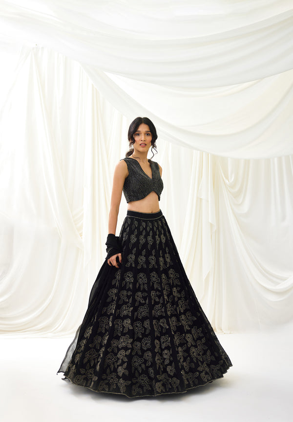 Nocturnes Lehenga Set in Black
