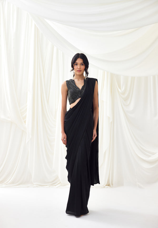 Midnight Waltz Pre-Draped Saree
