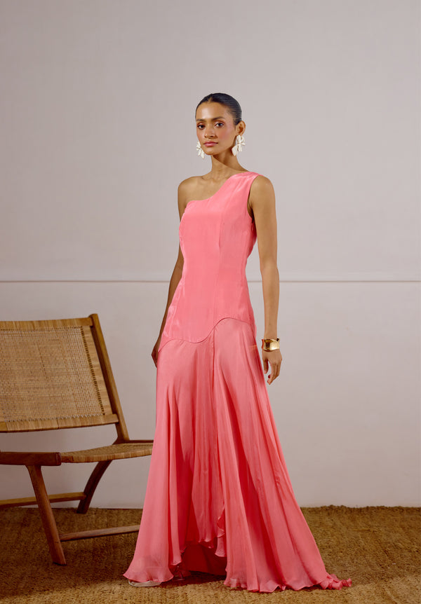 Flurry Drop Waist Dress in Pomelo