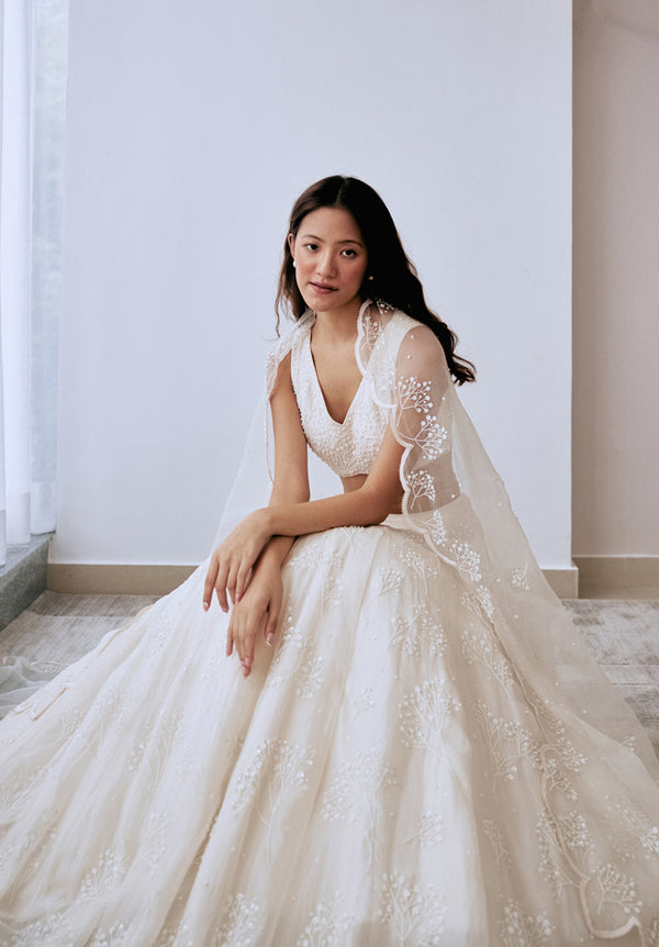 Ivory 'Head in the Clouds' Lehenga Set