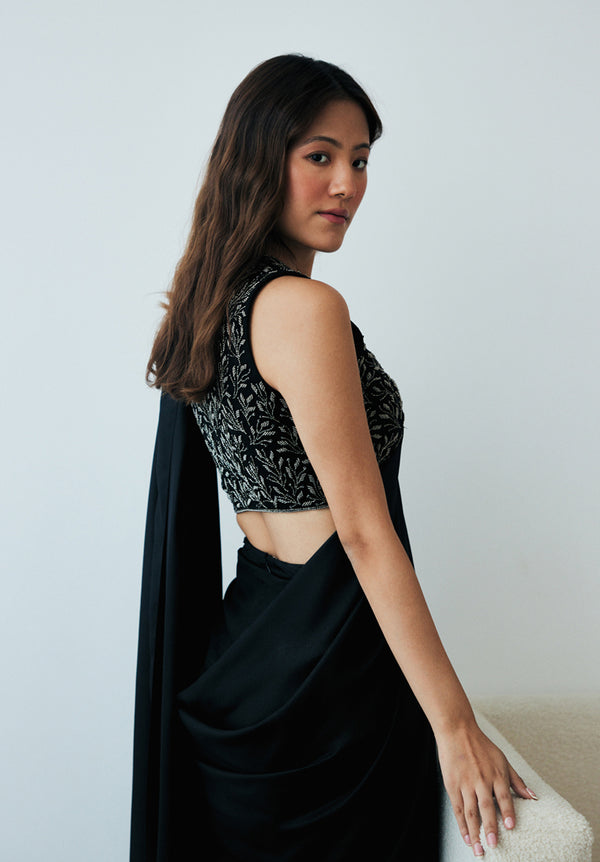 Midnight Knot Drape Saree