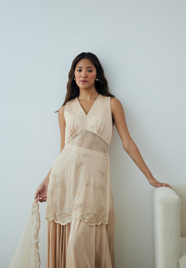 Pearled Sand Sharara Set