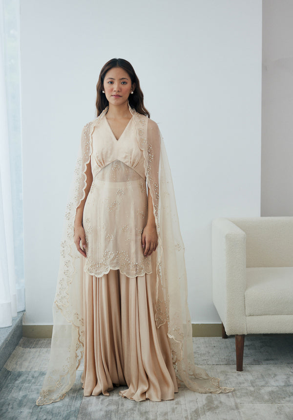 Pearled Sand Sharara Set