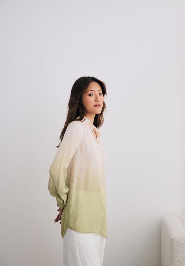 Ivory and Green Ombre Shirt