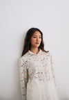 Ivory Cutwork Shirt with Beading